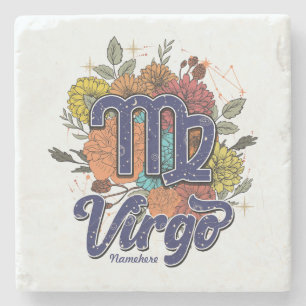 Posavasos De Piedra Crea Tu Propio Virgo Floral Estrellado