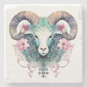 Posavasos De Piedra Crea tu propio y hermoso Aries Zodiaco