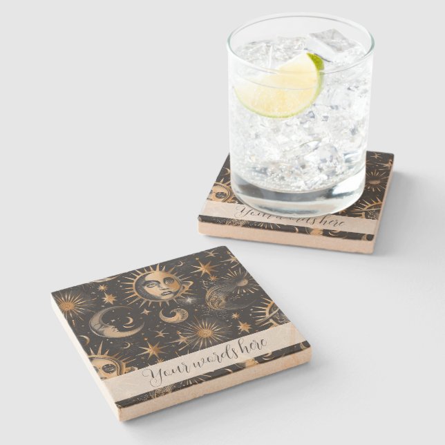 Posavasos De Piedra Crea tus propias caras en el cielo celestial (Lateral)