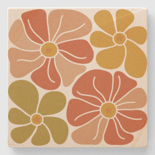Posavasos De Piedra Crea tus Propias Flores de la Paz Florales Retro G