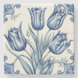Posavasos De Piedra Crea tus propias flores de tulipán verdes azules y