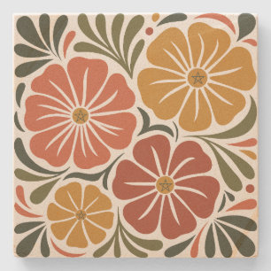 Posavasos De Piedra Crea tus propias flores silvestres retro divertida