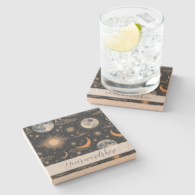 Posavasos De Piedra Crea tus propios paisajes nublados lunares celeste (Lateral)