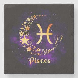 Posavasos De Piedra Crea tus propios Piscis celestiales púrpura