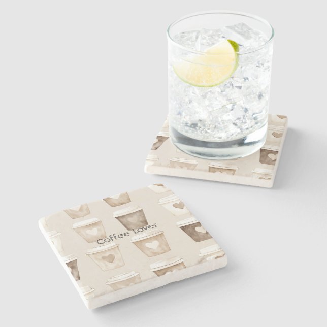 Posavasos De Piedra Cream Coffee Heart Cups (Lateral)