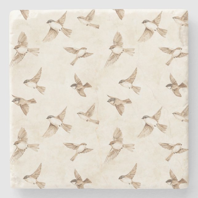 Posavasos De Piedra Cream Cottage Birds Bridal Shower (Anverso)