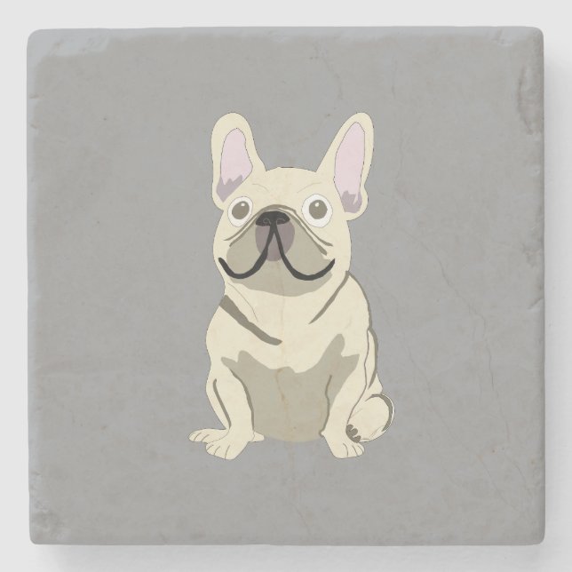 Posavasos De Piedra Cream French Bulldog,  (Anverso)