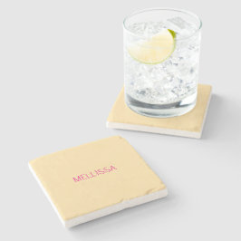 Posavasos De Piedra Cream minimalist custom name 