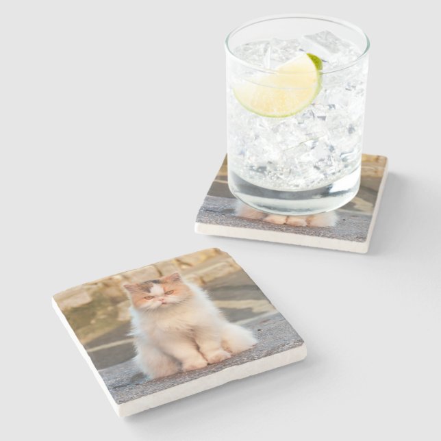 Posavasos De Piedra Crear su propia foto personalizada de gato Mascota (Lateral)