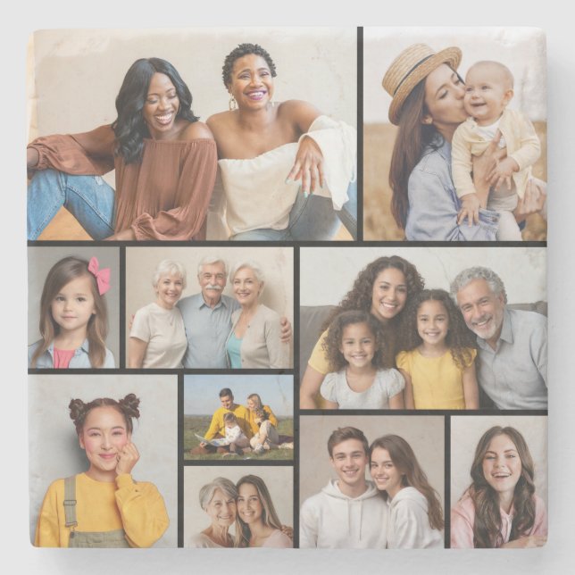 Posavasos De Piedra Crear su propio Collage de fotos de 10 (Anverso)