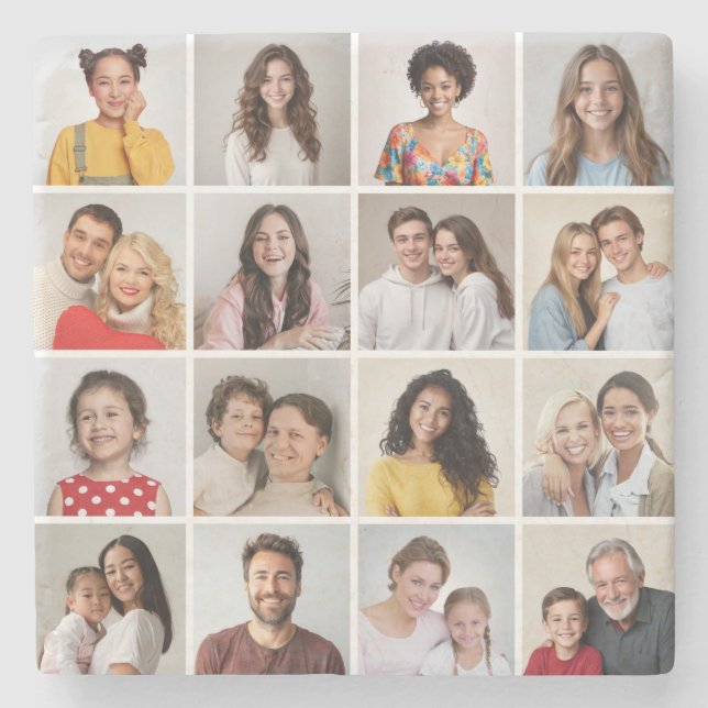 Posavasos De Piedra Crear su propio Collage de fotos de 16 (Anverso)