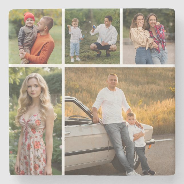 Posavasos De Piedra Crear su propio Collage de fotos de 5 (Anverso)