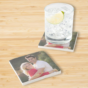 Posavasos De Piedra Crear una pareja Personalizado recién casada fotog