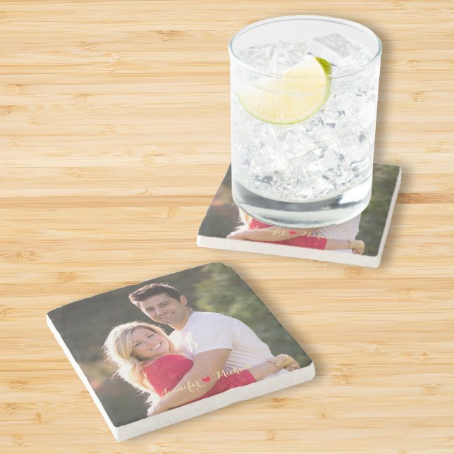 Posavasos De Piedra Crear una pareja Personalizado recién casada fotog (Create Custom Couple Newlywed Photo Stone Coaster)