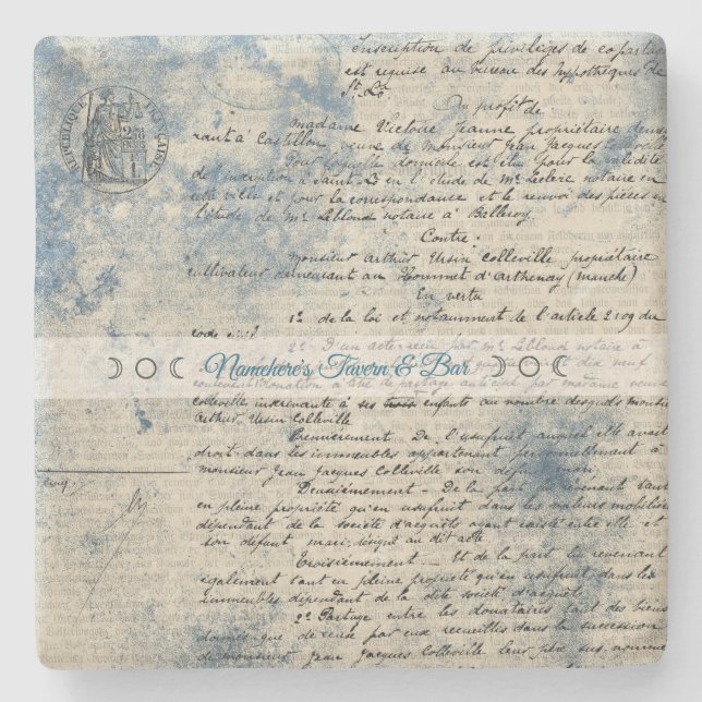 Posavasos De Piedra Create Your Own Blue Love Letter (Anverso)