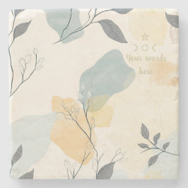 Posavasos De Piedra Create Your Own Blue Yellow Leafy Flora Minimilist