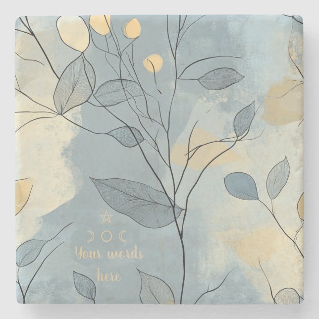 Posavasos De Piedra Create Your Own Deep Blue Floral Minimalist (Anverso)