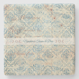 Posavasos De Piedra Create Your Own Distressed Blue Damask Love Letter