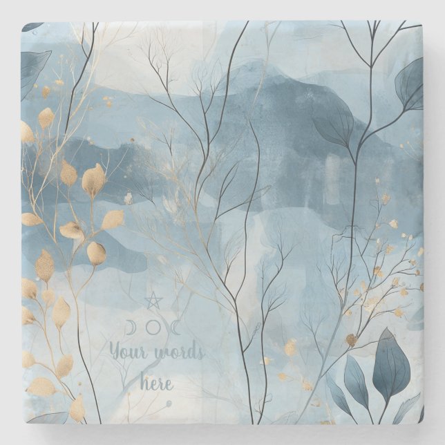 Posavasos De Piedra Create Your Own Dusky Golden Floral Minimilist (Anverso)