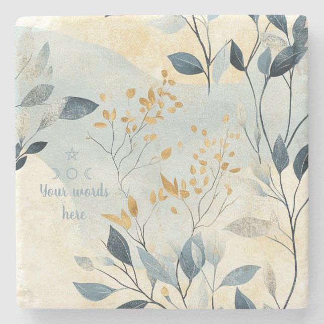 Posavasos De Piedra Create Your Own Gold Floral Minimalist (Anverso)