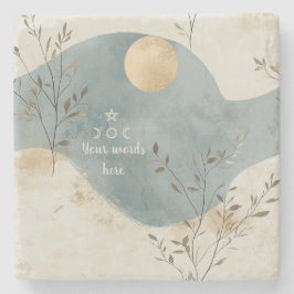 Posavasos De Piedra Create Your Own Golden Moon Floral Minimilist