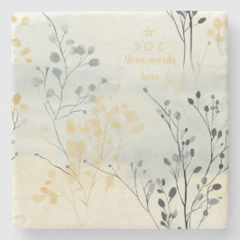 Posavasos De Piedra Create Your Own Gray Blue Yellow Floral Minimilist