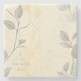 Posavasos De Piedra Create Your Own Gray Yellow Floral Minimilist