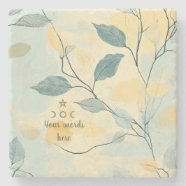 Posavasos De Piedra Create Your Own Green & Yellow Floral Minimilist