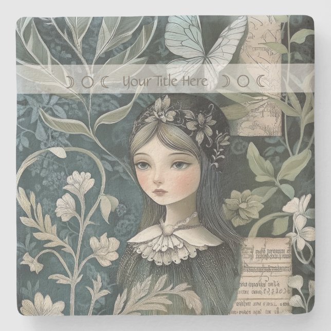 Posavasos De Piedra Create Your Own Hedge Witch Butterfly Botanical (Anverso)