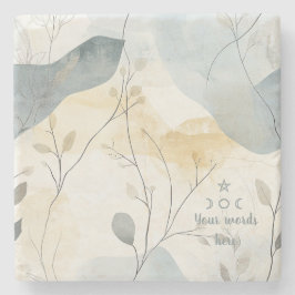 Posavasos De Piedra Create Your Own Misty Gray Gold Floral Minimilist