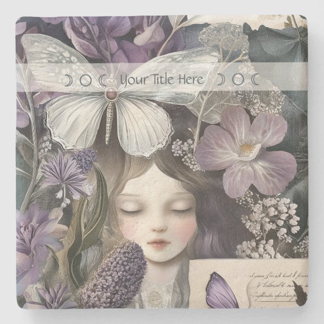 Posavasos De Piedra Create Your Own Purple Hedge Witch Botanical (Anverso)