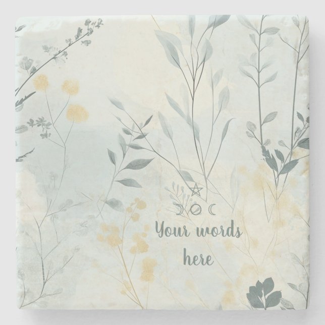 Posavasos De Piedra Create Your Own Soft Golden Flowers Minimalist (Anverso)