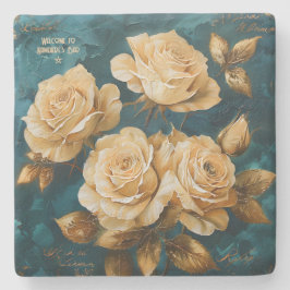 Posavasos De Piedra Create Your Own Turquoise Golden Yellow Roses