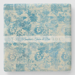 Posavasos De Piedra Create Your Own Vintage Blue Brocade Newsprint