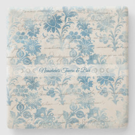 Posavasos De Piedra Create Your Own Vintage Blue Damask Love Letter