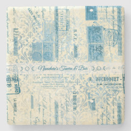 Posavasos De Piedra Create Your Own Vintage Blue Damask Postage