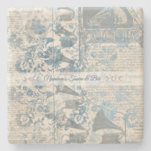 Create Your Own Vintage Blue Floral Newsprint