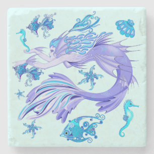 Posavasos De Piedra Creatividad de hadas púrpura de Sirena