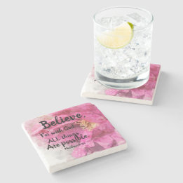 Posavasos De Piedra Cree en la Plaza de Mármol Rosa Coaster Escritura