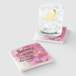 Posavasos De Piedra Cree en la Plaza de Mármol Rosa Coaster Escritura