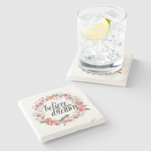 Posavasos De Piedra Creer en tus sueños Bird Pink Floral