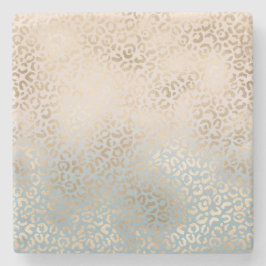 Posavasos De Piedra Crema azul Rubor Ombre Leopardo impreso