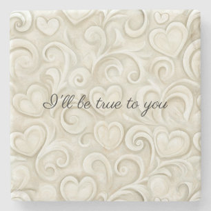 Posavasos De Piedra Crema de Amor Romántico Corazones Seré Fiel a ti