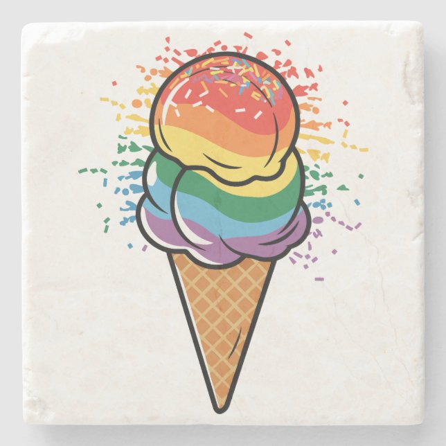 Posavasos De Piedra Crema de hielo del orgullo LGBTQ+ (Anverso)