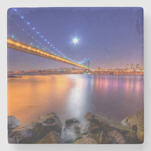 Posavasos De Piedra Crepúsculo, George Washington BridgePalisades, NJ. (Anverso)