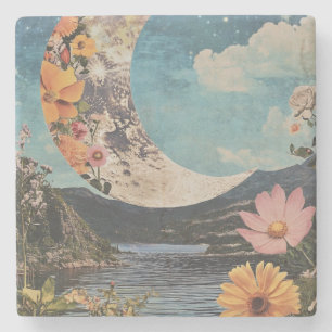 Posavasos De Piedra Crescent Moon Over Serene Landscape