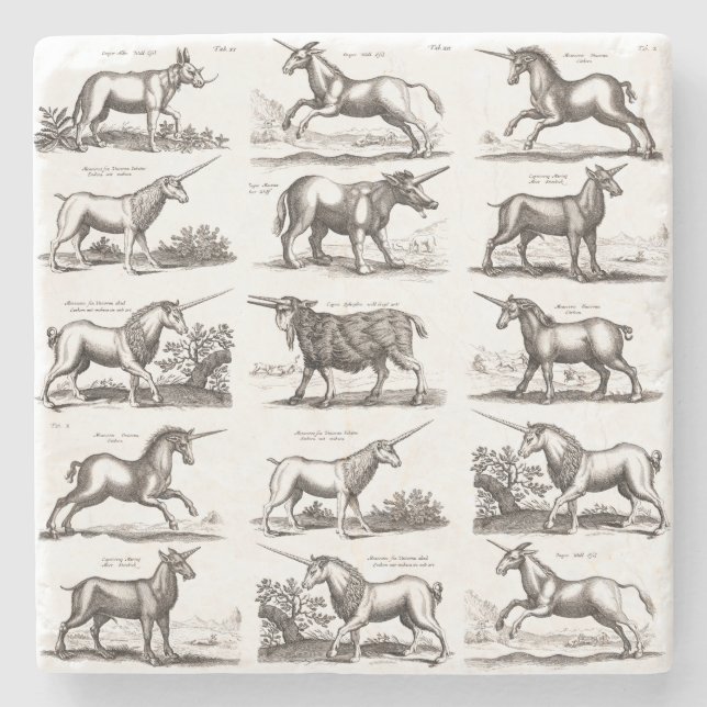 Posavasos De Piedra Criatura Mítica Clásica Unicorniana (Anverso)
