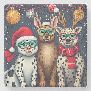 Posavasos De Piedra Criaturas navideñas disfrazadas de Navidades