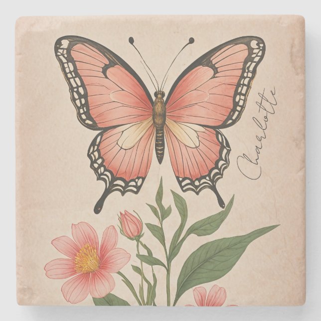 Posavasos De Piedra Crimson Serenade Personalizada (Anverso)