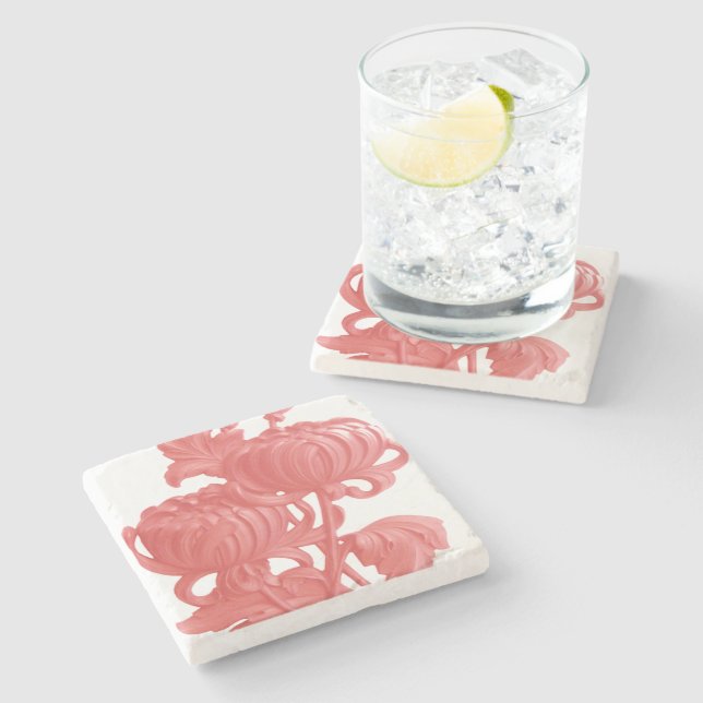 Posavasos De Piedra Crisantemo rosa (Lateral)